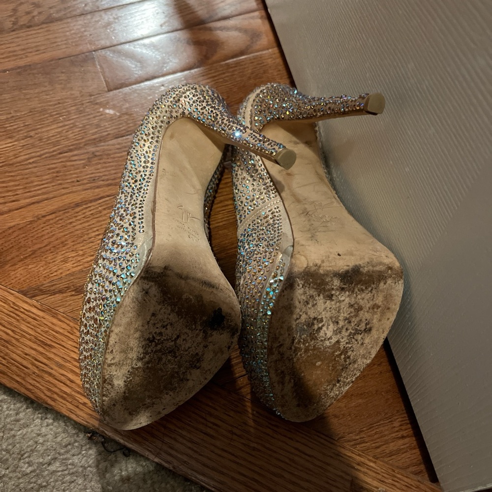 Giuseppe Zanotti Silver Rhinestone Heels